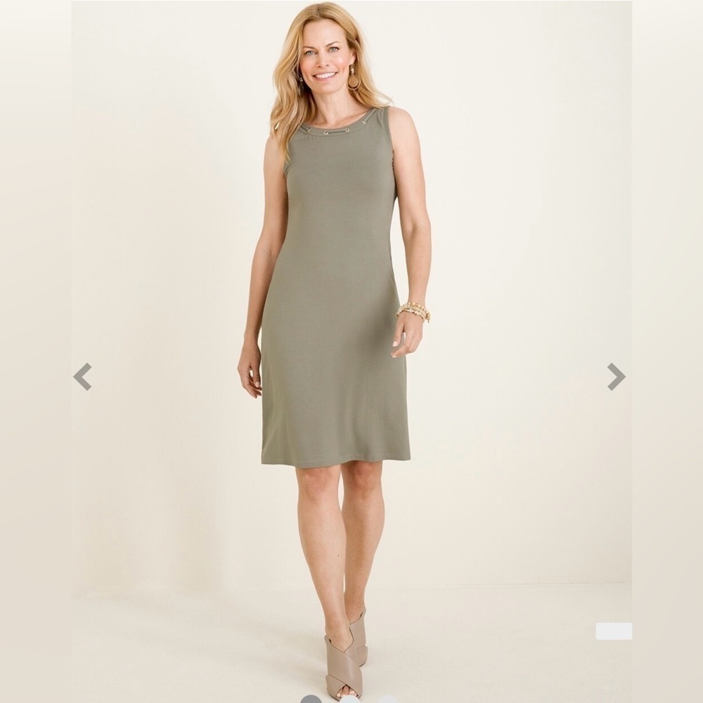 # NWT Chico's Olive Green Sleeveless Midi Dress (sz 3=XL)